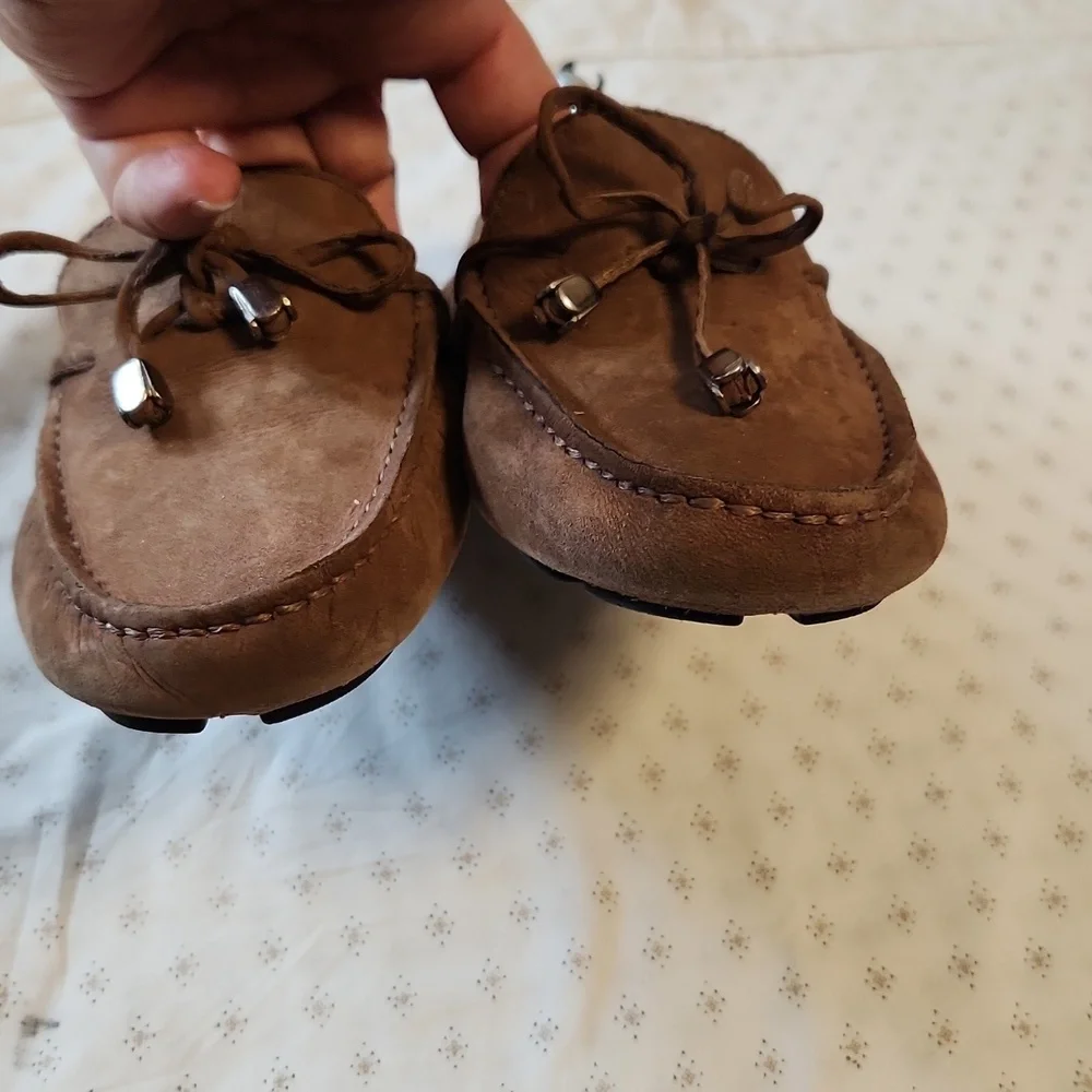 BLACK By Saks Fifth Avenue Tan Leather Driving Loafers Size 7.5 B